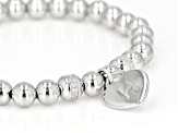 Pre-Owned White Zircon Rhodium Over Sterling Silver "H" Childrens Bracelet .14ctw