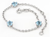 Pre-Owned Sky Blue Topaz Rhodium Over Sterling Silver Childrens Birthstone Bracelet 1.58ctw