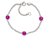 Pre-Owned Pink Lab Created Sapphire Rhodium Over Sterling Silver Childrens Bracelet 1.50ctw