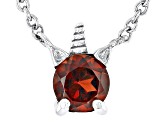 Pre-Owned Red Garnet Rhodium Over Sterling Silver Children's Unicorn Necklace .28ct