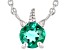 Pre-Owned Green Lab Created Emerald Rhodium Over Sterling Silver Children's Unicorn Necklace .26ct