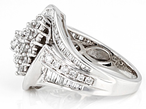 Pre-Owned White Diamond 14k White Gold Cluster Ring 2.00ctw