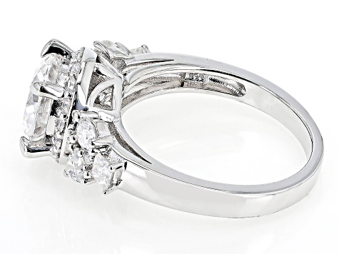 Pre-Owned Moissanite Platineve Halo Ring 2.86ctw DEW.