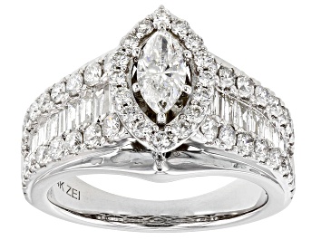 Picture of Pre-Owned White Diamond 14k White Gold Halo Ring 2.00ctw