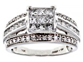 Pre-Owned White Diamond 10k White Gold Quad Ring 1.00ctw