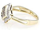Pre-Owned Champagne And White Diamond 10k Yellow Gold Cluster Ring 0.60ctw