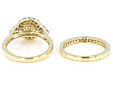 Pre-Owned Diamond 10k Yellow Gold Halo Ring Set 0.95ctw