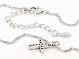 Pre-Owned Red Lab Created Ruby Rhodium Over Silver Childrens Cross Pendant With Chain .17ctw