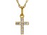 Pre-Owned White Lab Created Sapphire 18k Yellow Gold Over Silver Childrens Cross Pendant With Chain