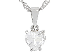Pre-Owned White Topaz Rhodium Over Sterling Silver Childrens Birthstone Pendant With Chain 0.81ct