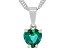 Pre-Owned Green Lab Created Emerald Rhodium Over Sterling Silver Childrens Birthstone Pendant Chain