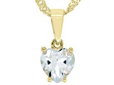 Pre-Owned Blue Aquamarine 18k Yellow Gold Over Silver Childrens Birthstone Pendant With Chain 0.54ct