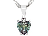 Pre-Owned Blue Lab Alexandrite Rhodium Over Sterling Silver Childrens Birthstone Pendant With Chain