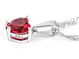 Pre-Owned Red Lab Ruby Rhodium Over Sterling Silver Childrens Birthstone Pendant With Chain
