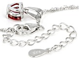 Pre-Owned Red Lab Ruby Rhodium Over Sterling Silver Childrens Birthstone Pendant With Chain