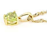 Pre-Owned Green Peridot 18k Yellow Gold Over Silver Childrens Birthstone Pendant With Chain