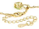 Pre-Owned Green Peridot 18k Yellow Gold Over Silver Childrens Birthstone Pendant With Chain