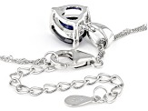 Pre-Owned Blue Lab Created Sapphire Rhodium Over Sterling Silver Childrens Pendant With Chain 2.08ct