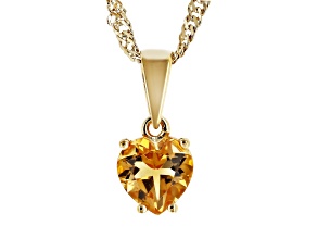 Pre-Owned Yellow Citrine 18k Yellow Gold Over Sterling Silver Childrens Birthstone Pendant With Chai
