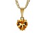 Pre-Owned Yellow Citrine 18k Yellow Gold Over Sterling Silver Childrens Birthstone Pendant With Chai