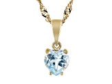 Pre-Owned Sky Blue Topaz 18k Yellow Gold Over Sterling Silver Childrens Birthstone Pendant With Chai