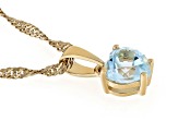 Pre-Owned Sky Blue Topaz 18k Yellow Gold Over Sterling Silver Childrens Birthstone Pendant With Chai