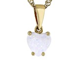 Pre-Owned Multi Color Lab Created Opal 18k Yellow Gold Over Silver Childrens Birthstone Pendant With