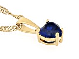 Pre-Owned Blue Lab Created Sapphire 18k Yellow Gold Over Silver Childrens Birthstone Pendant With Ch