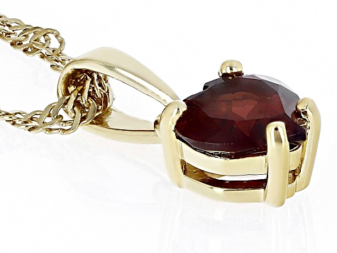 Pre-Owned Red Garnet 18k Yellow Gold Over Sterling Silver Childrens Birthstone Pendant With Chain .8