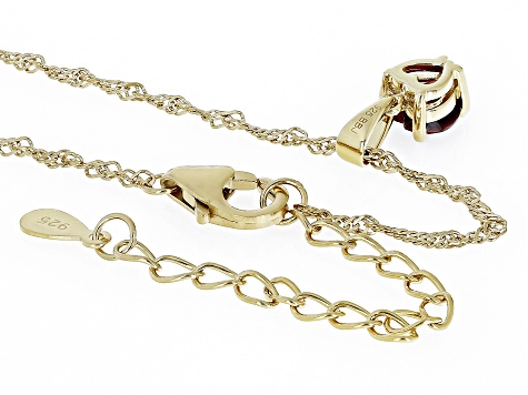 Pre-Owned Red Garnet 18k Yellow Gold Over Sterling Silver Childrens Birthstone Pendant With Chain .8
