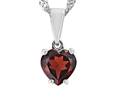 Pre-Owned Red Garnet Rhodium Over Sterling Silver Childrens Birthstone Pendant With Chain .81ct