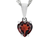 Pre-Owned Red Garnet Rhodium Over Sterling Silver Childrens Birthstone Pendant With Chain .81ct