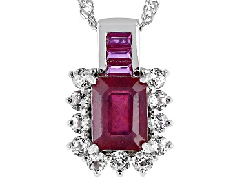 Picture of Pre-Owned Red Mahaleo® Ruby Rhodium Over Sterling Silver Pendant With Chain 2.46ctw
