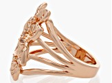 Pre-Owned White Topaz Copper Floral Design Ring 0.09ctw