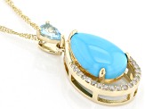 Pre-Owned Blue Sleeping Beauty Turquoise 10k Yellow Gold Pendant with Chain 2.37ctw