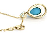 Pre-Owned Blue Sleeping Beauty Turquoise 10k Yellow Gold Pendant with Chain 2.37ctw