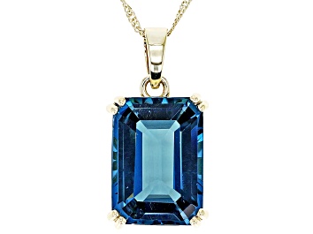 Picture of Pre-Owned London Blue Topaz 10k Yellow Gold Pendant With Chain 8.08ctw