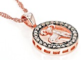 Pre-Owned Champagne Diamond 14k Rose Gold Over Sterling Silver Aries Pendant With 18" Singapore Chai