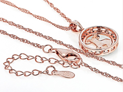 Pre-Owned Champagne Diamond 14k Rose Gold Over Sterling Silver Aries Pendant With 18" Singapore Chai