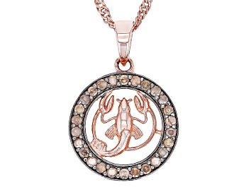 Picture of Pre-Owned Champagne Diamond 14k Rose Gold Over Sterling Silver Cancer Pendant With 18" Singapore Cha