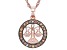 Pre-Owned Champagne Diamond 14k Rose Gold Over Sterling Silver Libra Pendant With 18" Singapore Chai