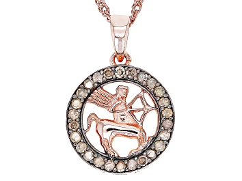 Picture of Pre-Owned Champagne Diamond 14k Rose Gold Over Sterling Silver Sagittarius Pendant With 18" Chain 0.