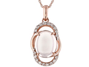 Pre-Owned Pink Rose Quartz 10k Rose Gold Pendant With Chain 0.18ctw