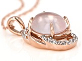 Pre-Owned Pink Rose Quartz 10k Rose Gold Pendant With Chain 0.18ctw