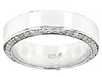 Picture of Pre-Owned White Diamond Rhodium Over Sterling Silver Mens Eternity Band Ring 1.25ctw