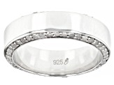 Pre-Owned White Diamond Rhodium Over Sterling Silver Mens Eternity Band Ring 1.25ctw