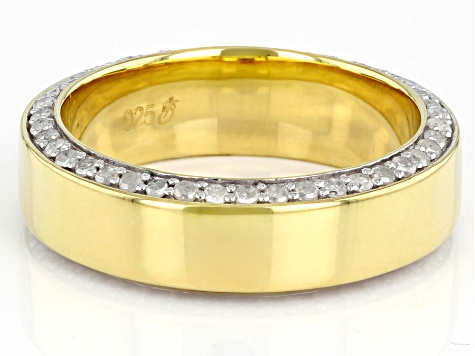 Pre-Owned White Diamond 14k Yellow Gold Over Sterling Silver Mens Eternity Band Ring 1.25ctw