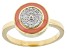 Pre-Owned White Diamond Accent And Pink Enamel 14k Yellow Gold Over Sterling Silver Cluster Ring