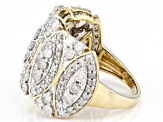 Pre-Owned White Diamond 10k Yellow Gold Wide Band Ring 2.00ctw