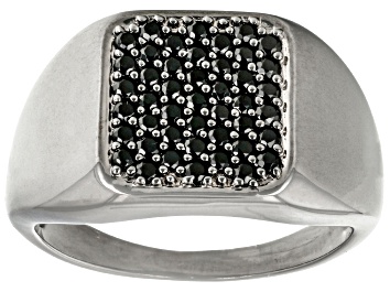 Picture of Pre-Owned Black Spinel, Black Rhodium Over Sterling Silver Men's Ring 0.80ctw